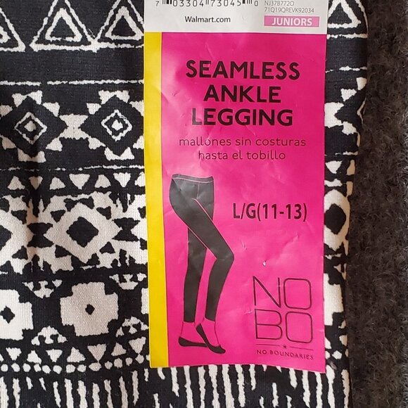 NOBO no boundaries ankle leggings size large 11 13 Black White Geometrical print - Picture 12 of 12